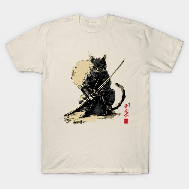 samurai cat T-Shirt by Ninja banana